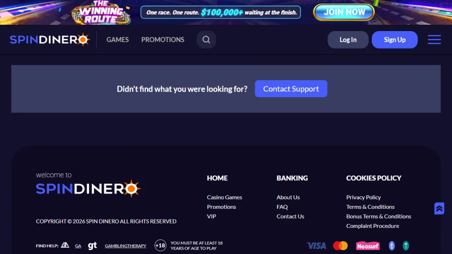 SpinDinero Casino Sign Up